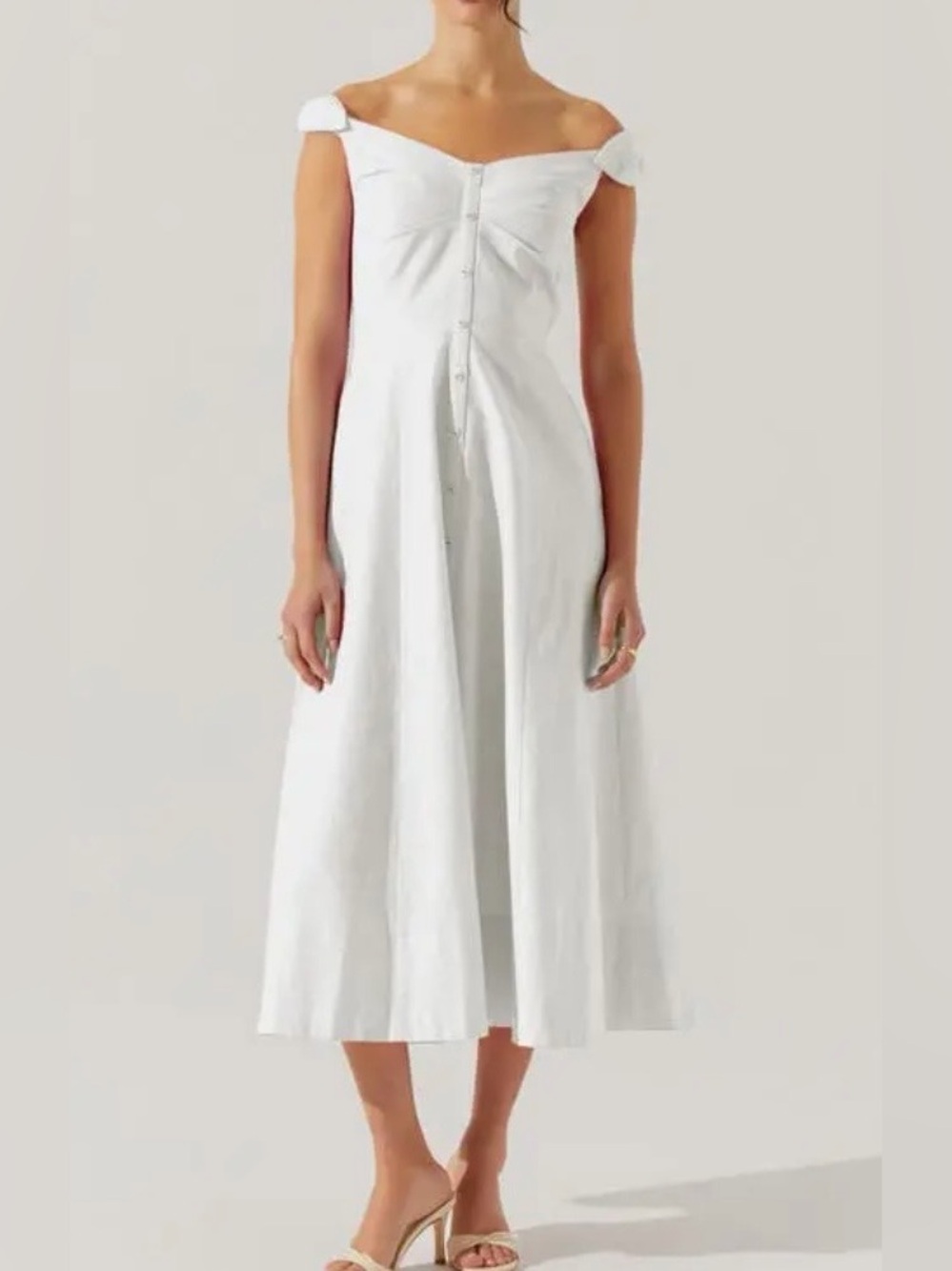 ASTR The Label Charelin Linen Off Shoulder Dress – Size Large